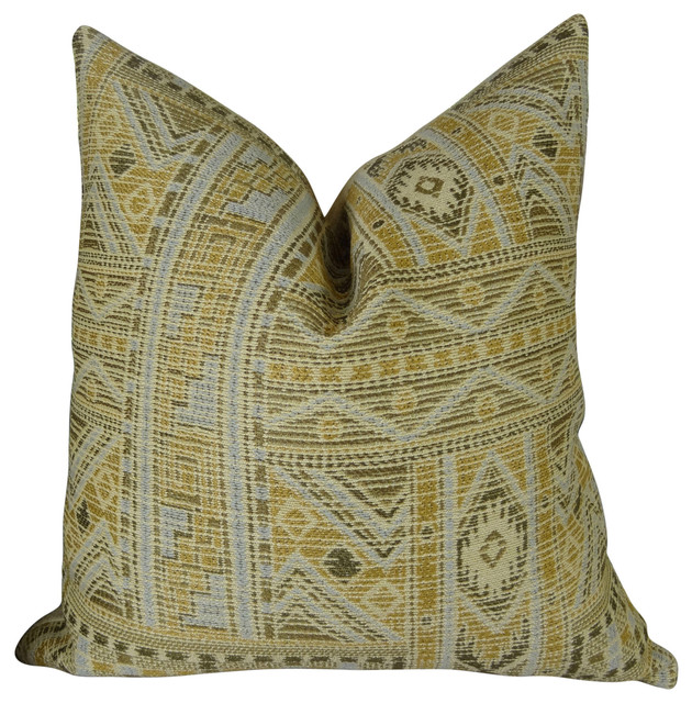 Thomas Collection Taupe Blue Luxury Throw Pillow For Couch
