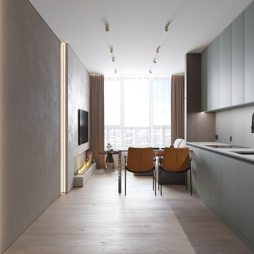 Кухня- гостиная с камином