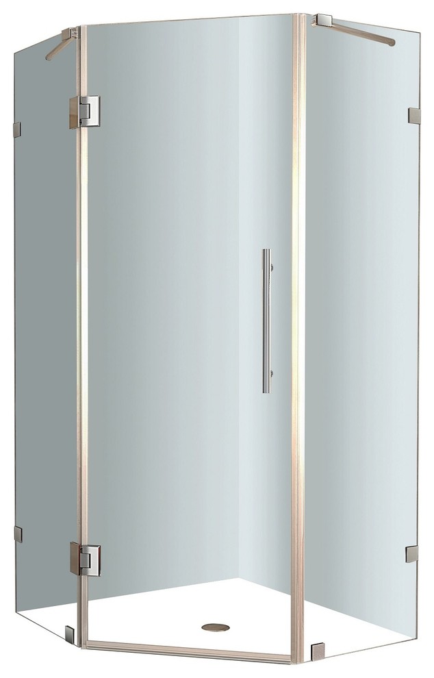 Neoscape Frameless NeoAngle Shower Enclosure, Stainless Steel