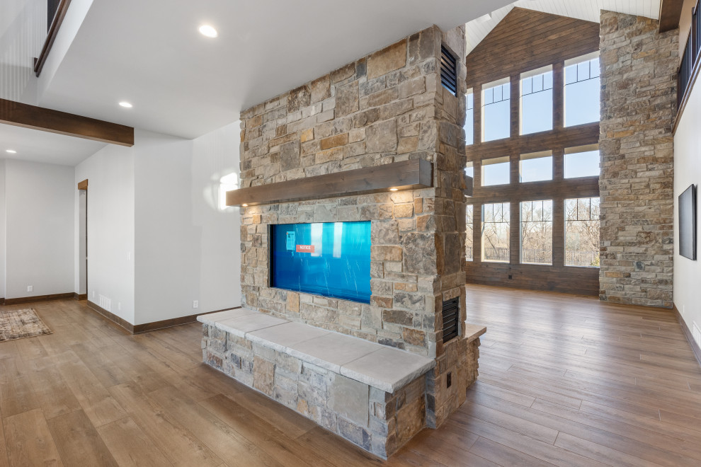 Inspiration for a rustic entryway remodel in Omaha