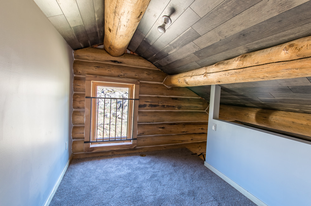 Example of a mountain style home design design in Denver