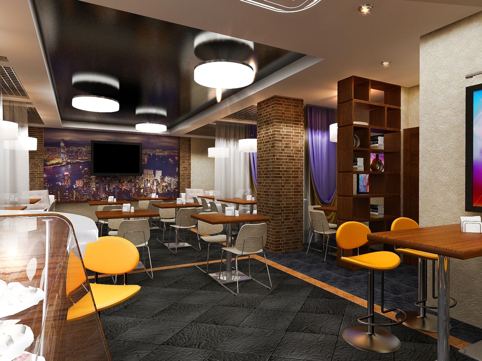 Дизайн интерьера молодежного кафе