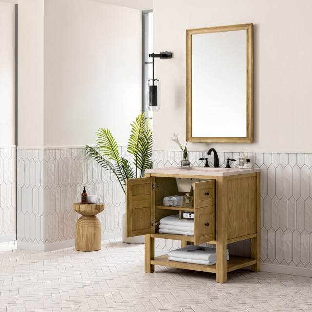 30" Modern Farmhouse Light Oak Single Sink Bathroom Vanity, James ...