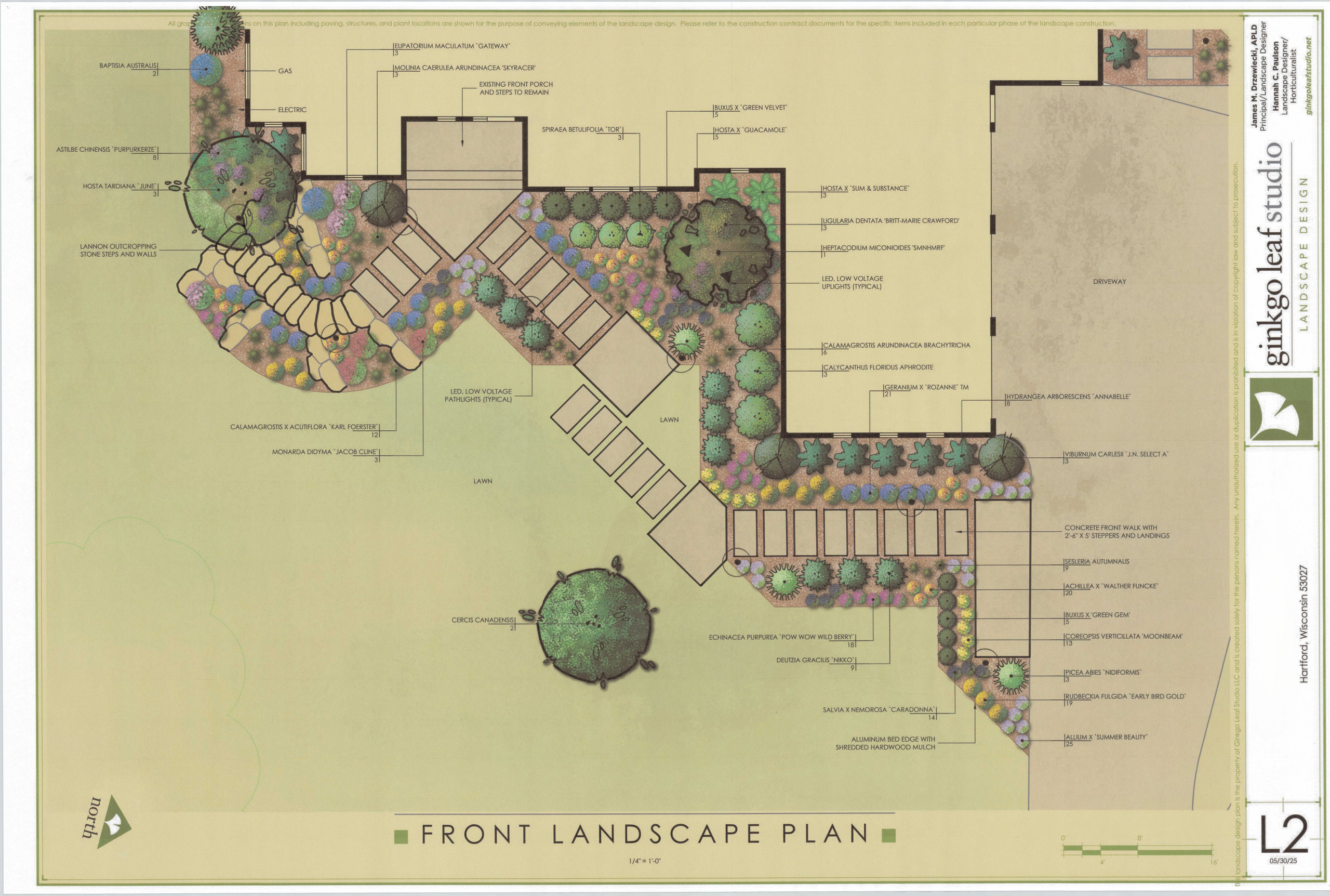 Mid-Century Front + Backyard Landscape - Hartford, WI