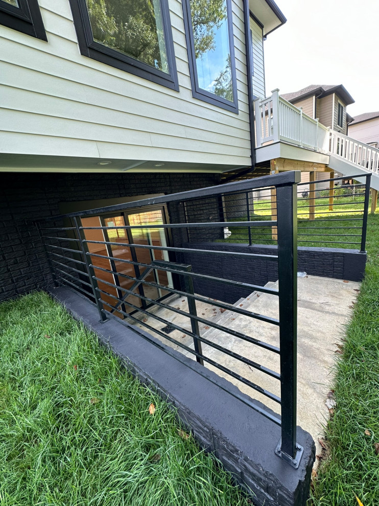 Metal railings with wood top