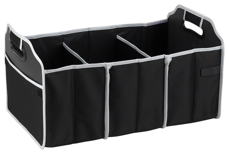 Collapsible 3-Section Trunk Organizer, Black