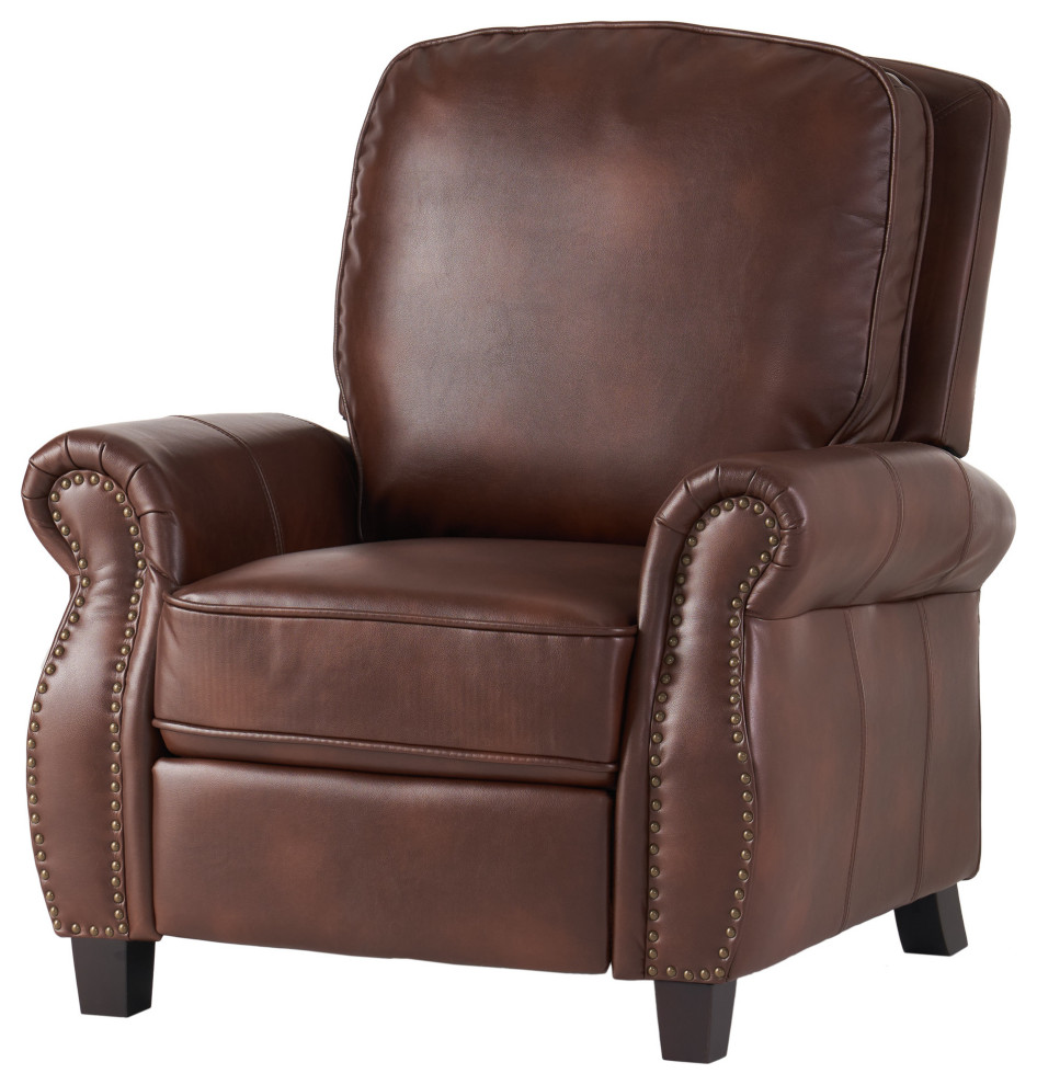 GDF Studio Jasmine 2-Tone Brown Faux Leather Puch Back Recliner