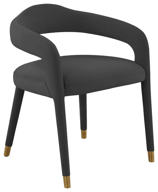 Lucia Black Velvet Dining Chair Midcentury Dining Chairs by
