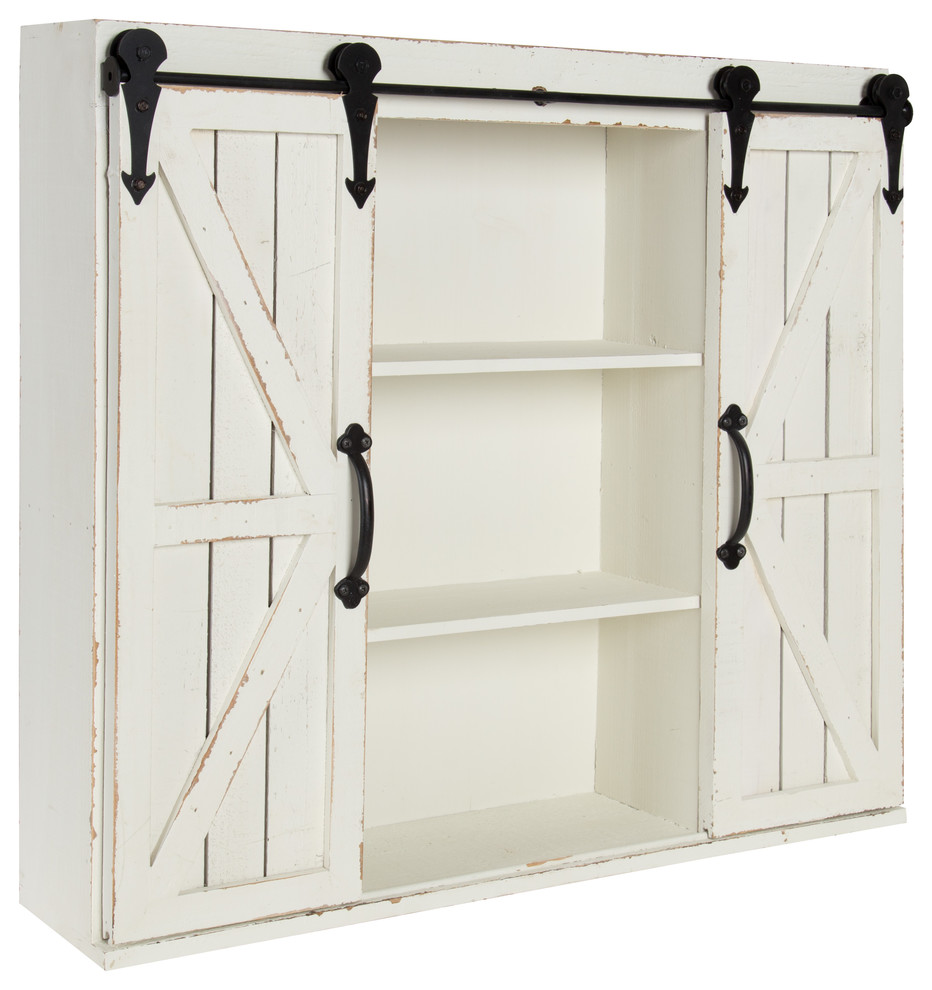 Cates Decorative Wood Storage with Sliding Barn Doors, 2 Doors