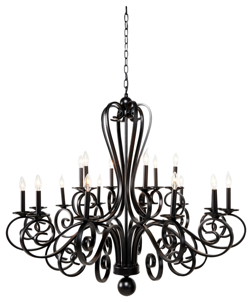 Modern Metal Chandelier Pendant Light With Scrolled Arms, 48"x43" Mediterranean Chandeliers