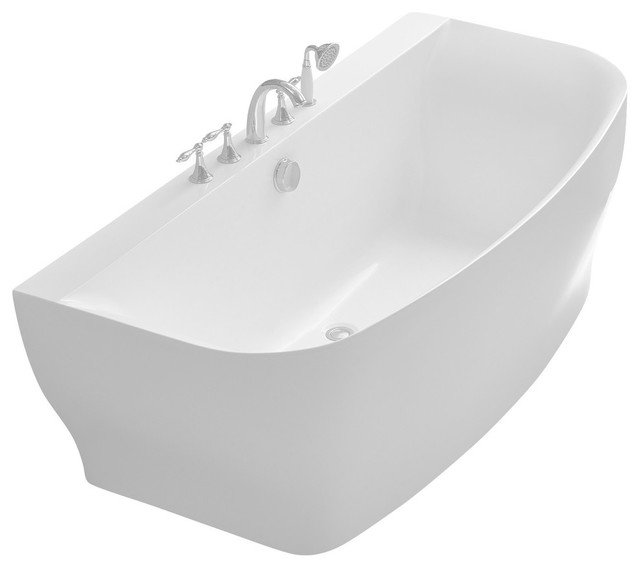 bank series 5.41' freestanding bathtub, white - contemporary