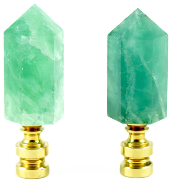 Green Fluorite Lamp Finials, Set of 2 Traditional Decorative