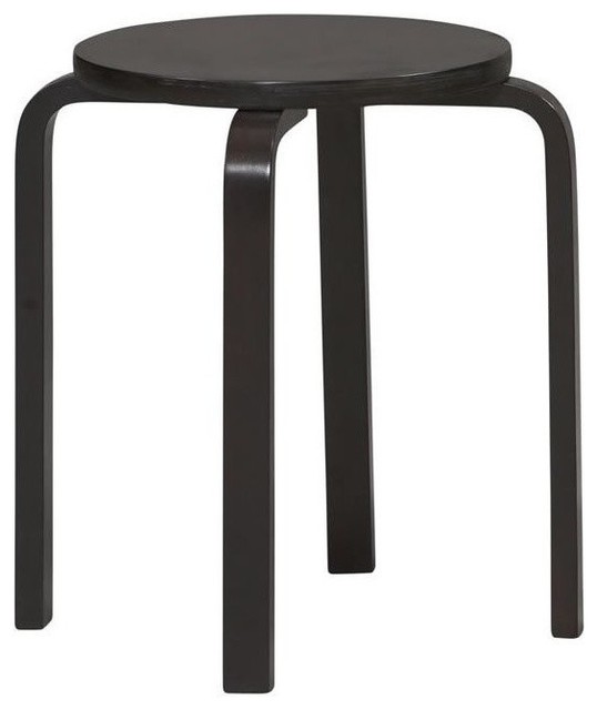 Pemberly Row 18" Transitional Wood Stacking Stool in Wenge Brown (Set