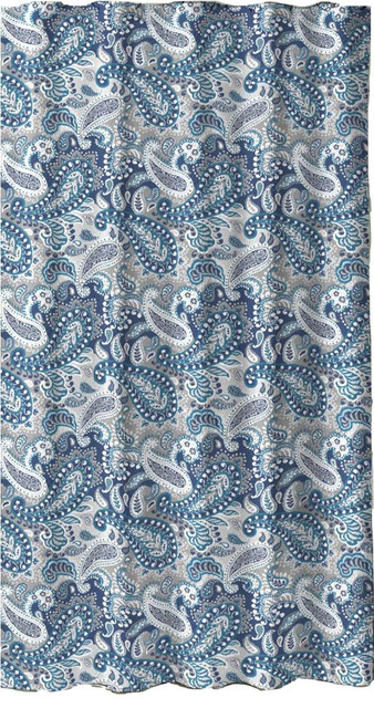 Marine Blue Taupe Beige White Decorative Fabric Shower Curtain