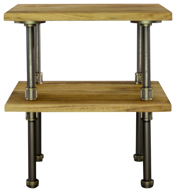 Corvallis Chic Side Table (Clearance),Brass & Gray Metals with Natural
