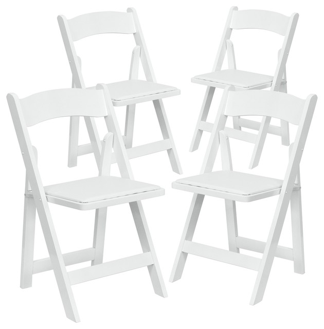 Hercules Series Wood Folding Chairs, White Wooden Padded Folding Chairs