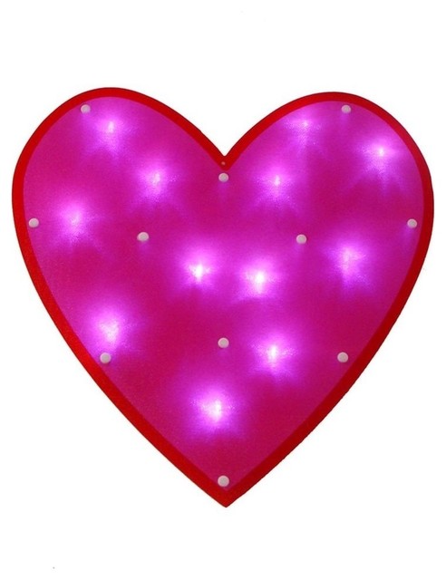 15 Led Lighted Pink Valentine S Day Heart Window Silhouette