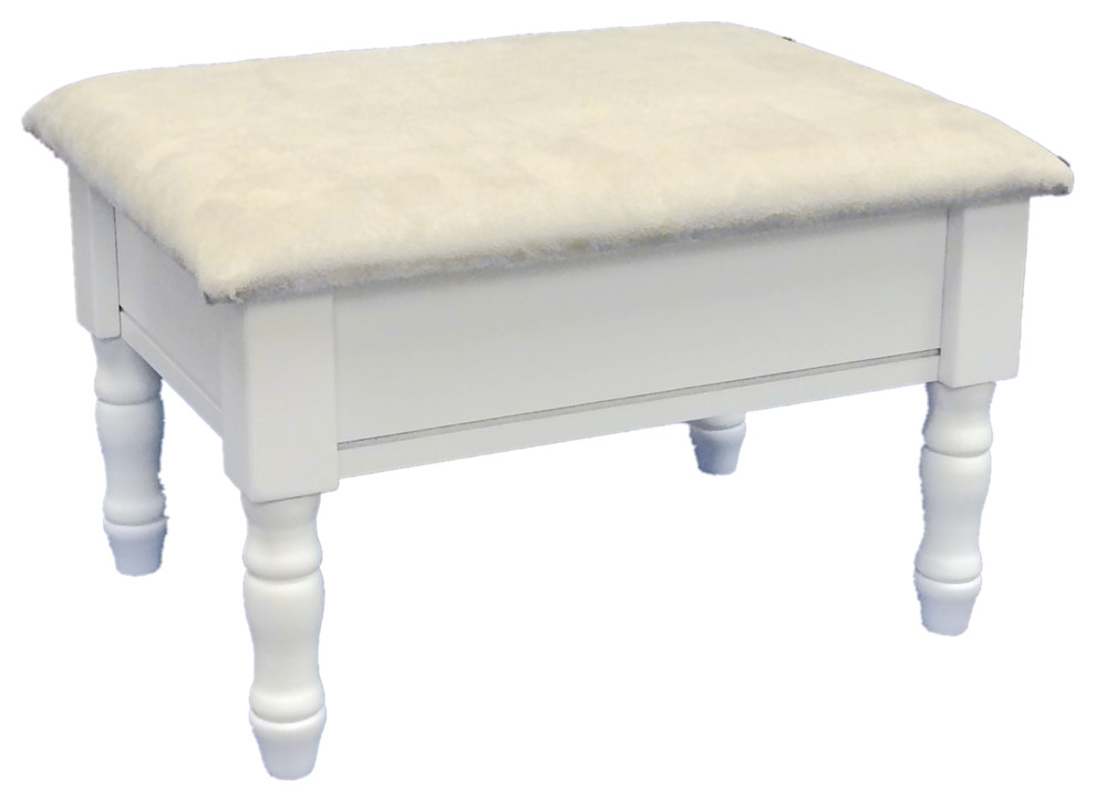 Footstool with Storage, White