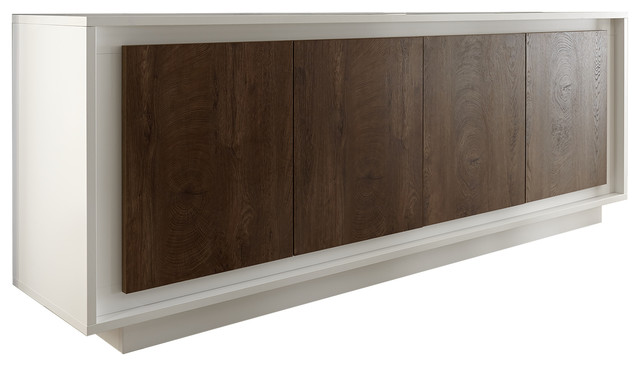 Frame 4-Door Sideboard, White and Dark Oak