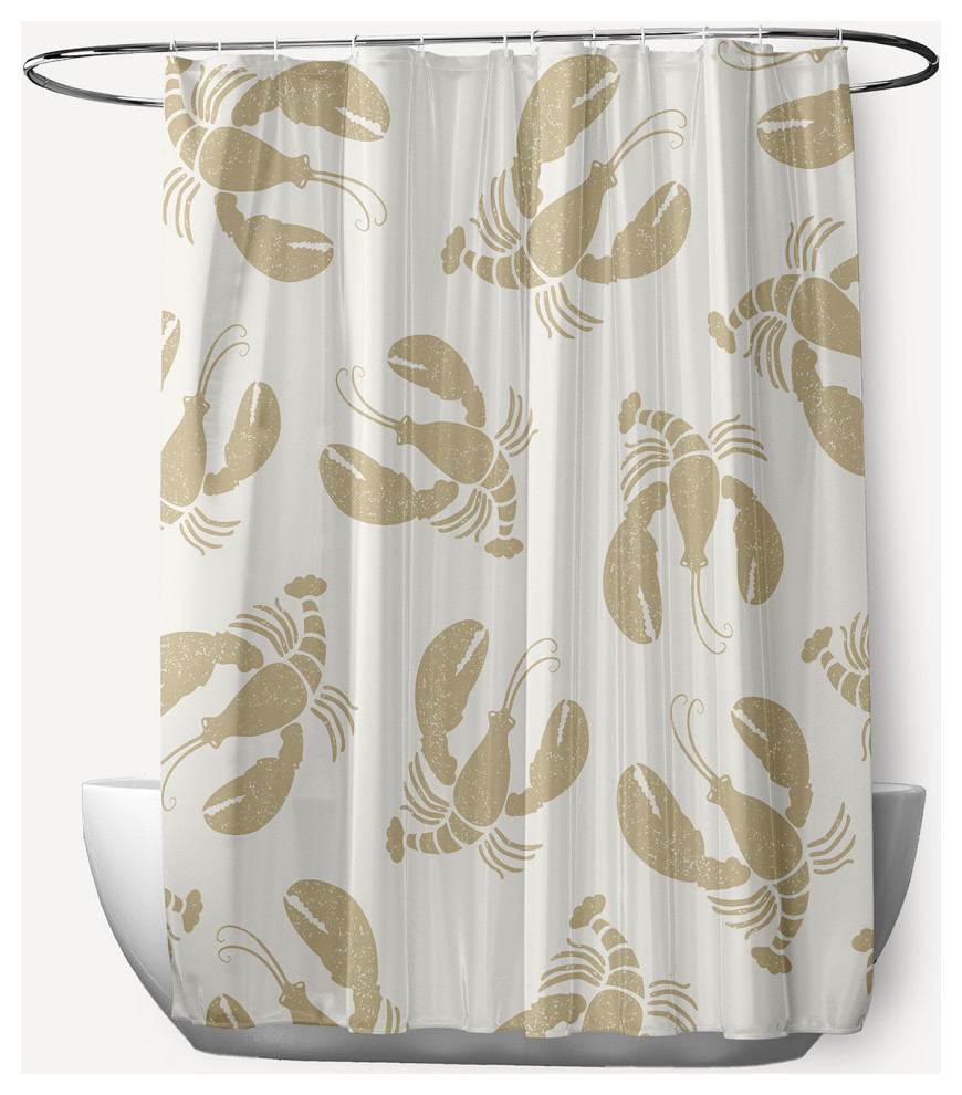 Lobster Fest Taupe 70" w x 73" h Shower Curtain