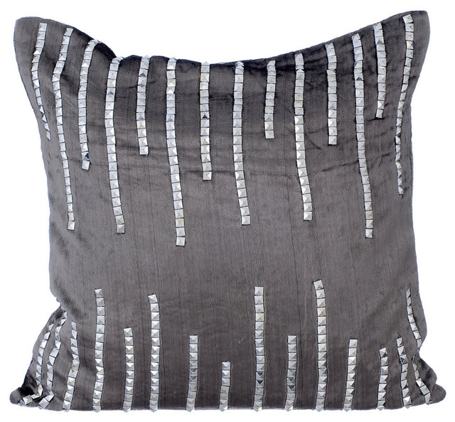 Sparkly Sequins Velvet Charcoal Throw Pillows Cover Jeweled