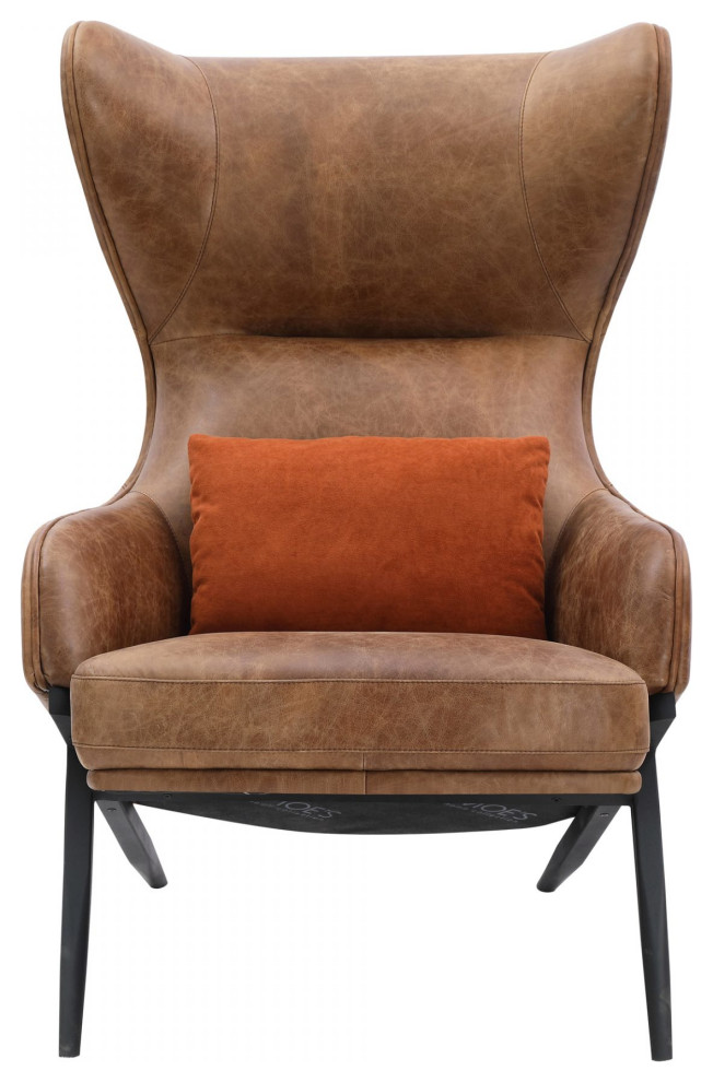 Arissa Leather Accent Chair Midcentury Armchairs And Accent Chairs By Basin And Vessel Houzz