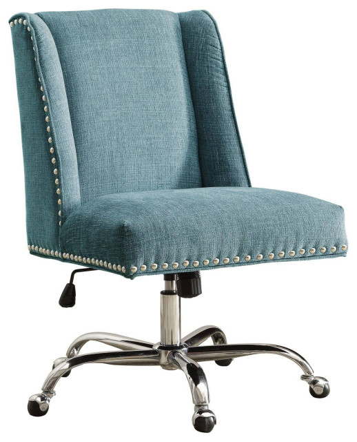 Unique Office Chair, Cushioned Seat & Nailhead Trim Accents