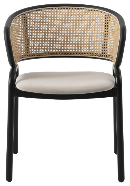 LeisureMod Ervilla Dining Chair With Steel Legs and Velvet Seat Beige 2pcs main image 1