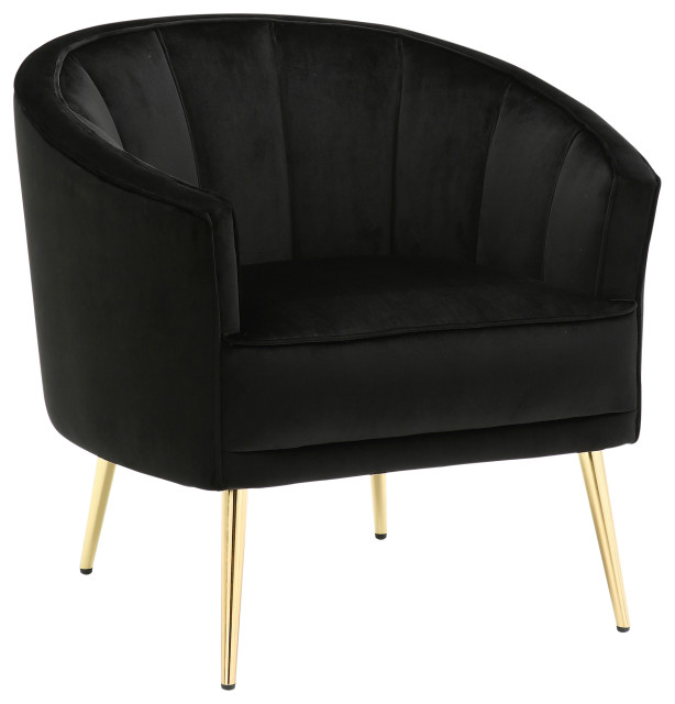 Tania Accent Chair, Gold Metal/Black Velvet