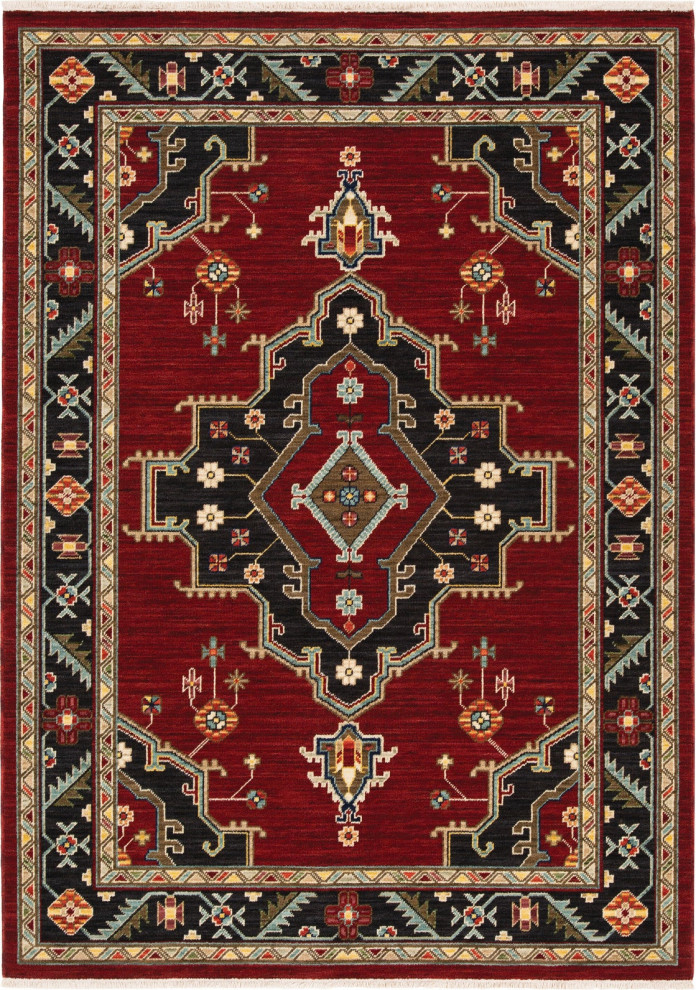 Oriental Weavers Lilihan 092R6 Red/Black Area Rug 2' 6'' X 12' Runner