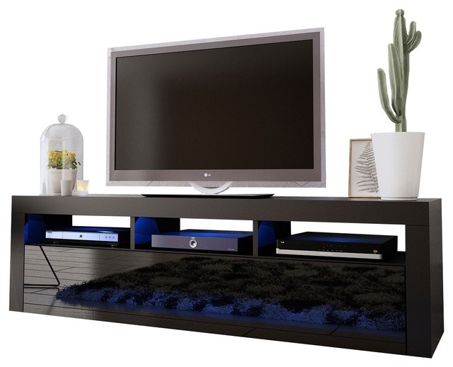 Milano Classic Wall Mounted Floating 63 Tv Stand With Led Black