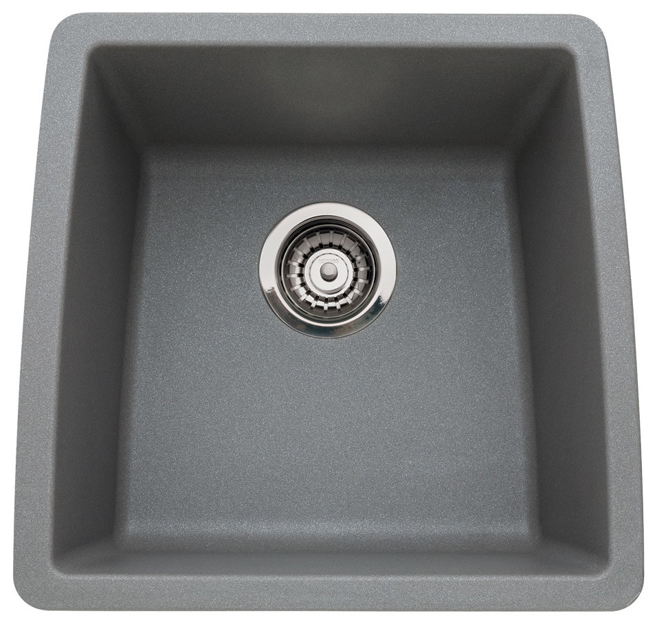 Blanco Performa 17"x17.5" 1 Basin Granite Kitchen Sink, Metallic Gray