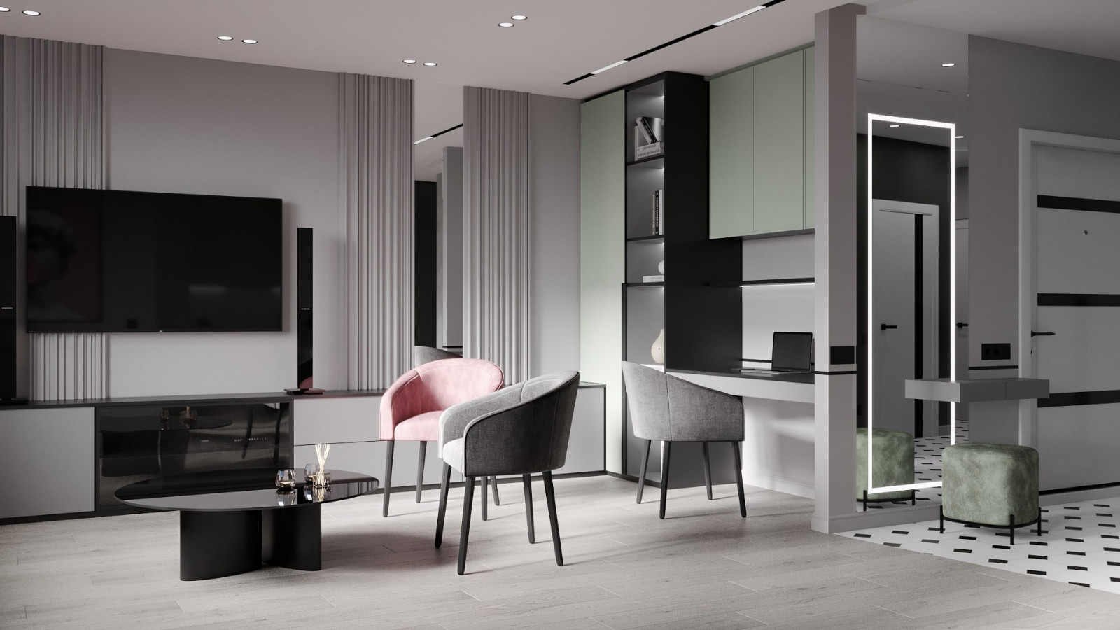 Дизайн-проект двухкомнатной квартиры общей площадью 56 кв.м.