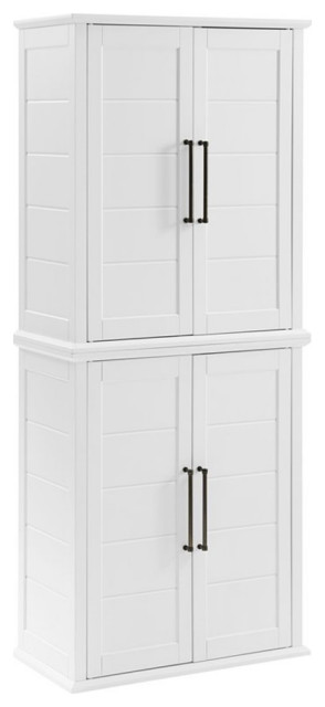 Crosley Furniture Bartlett Wood Stackable Storage Pantry in White (Set of 2)