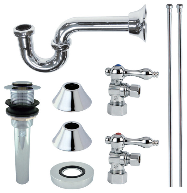 Traditional Plumbing Sink Trim Kit With PTrap/Drain, Polished Chrome