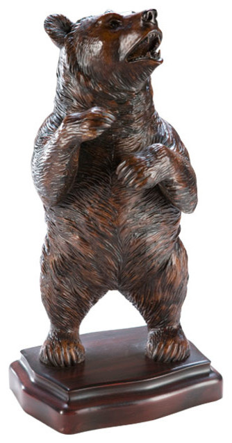 Standing Bear  Sculpture on Cherry Base
