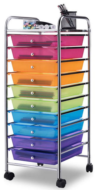 Costway 10 Drawer Rolling Storage Cart Scrapbook Paper Office