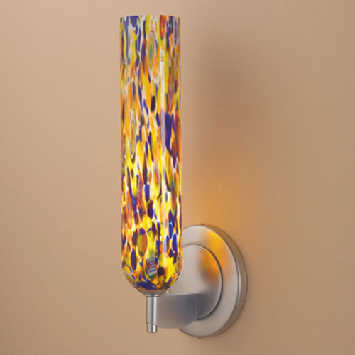 Chianti Matte Chrome One-Light Wall Sconce with Mosaic Glass