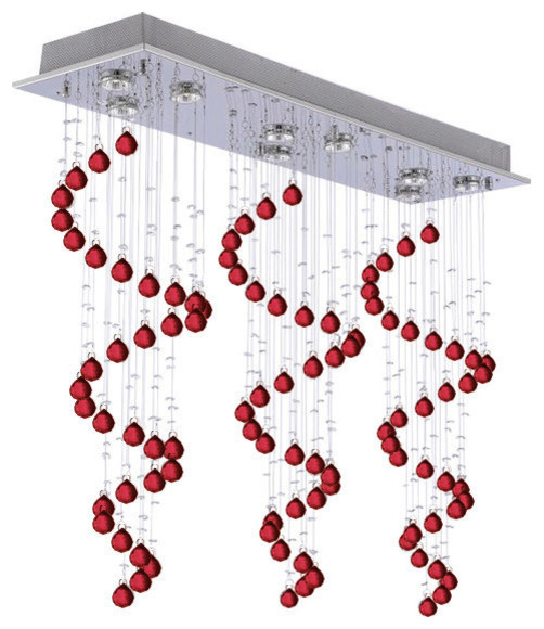 Modern Crystal Raindrop Flush Chandelier With Red Modern Crystal Raindrop Flush Chandelier With Red Contemporary Chandeliers By Gspn