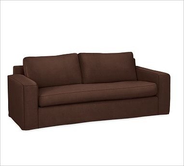 Solano Slipcovered Sofa, Down-Blend Wrap Box Cushions, everydaysuede (TM) Mahoga