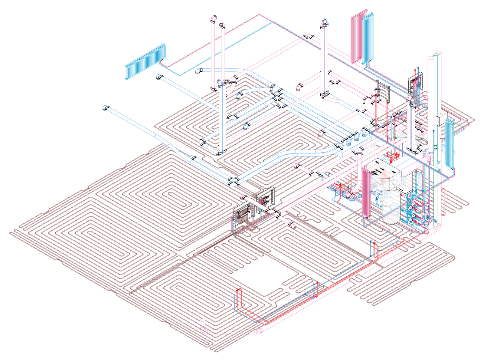 Общий вид инженерных систем здания