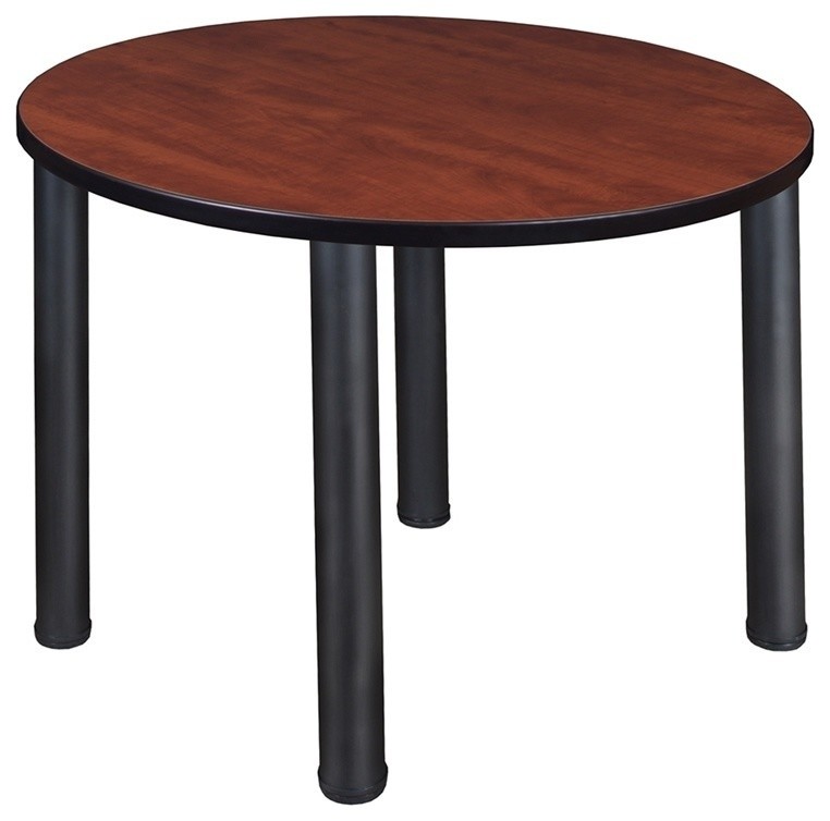 Kee 36" Round Breakroom Table, Cherry/Black