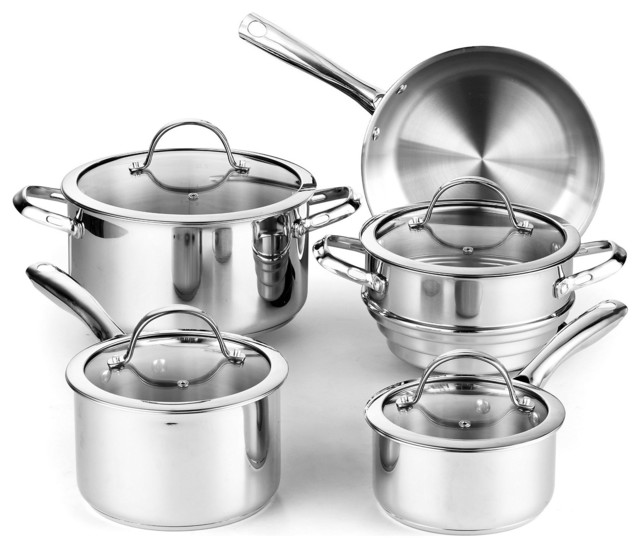 Cooks Standard 02492 9Piece Classic StainlessSteel Cookware Set
