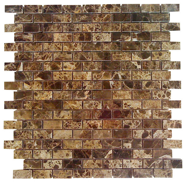 Polished Emperador Dark Interlocking Mini Brick Marble Tile