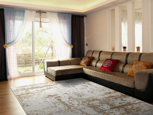 Dynamic Rugs Navi Frieze Area Rug, Beige/Taupe, 5.3x7.3' - Contemporary ...