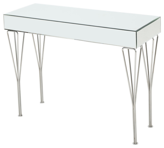 Gdf Studio Quennel Modern Glam Mirrored Console Table Silver