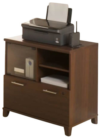 Bush Achieve Lateral File Printer Stand In Sweet Cherry Finish Bush Achieve Lateral File Printer Stand In Sweet Cherry Finish