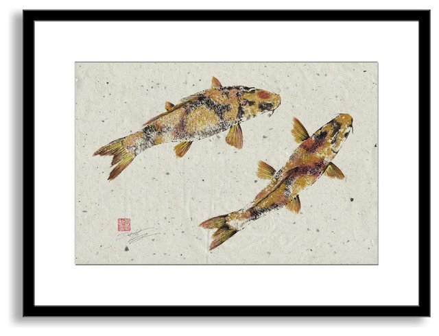 Dwight Hwang's 'Golden Koi' Framed Paper Art, 40x29