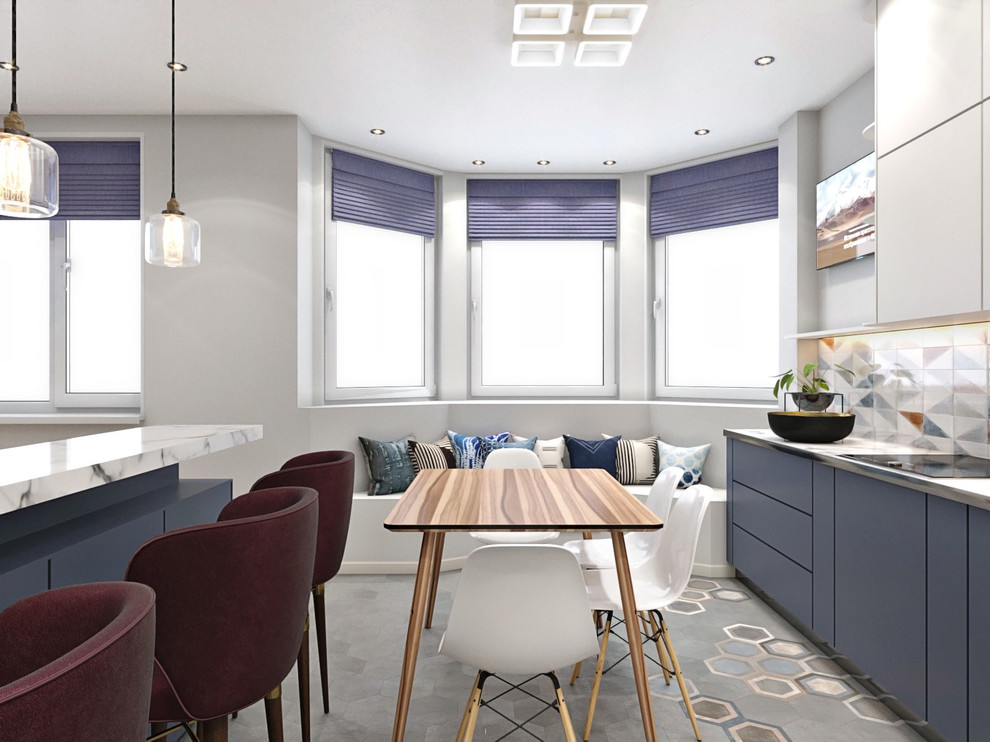 Вид на зону отдыха в эркере гостиной.