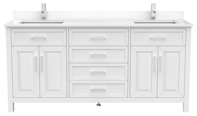 Terrence 72" Vanity with Power Bar and Drawer Organizer, White